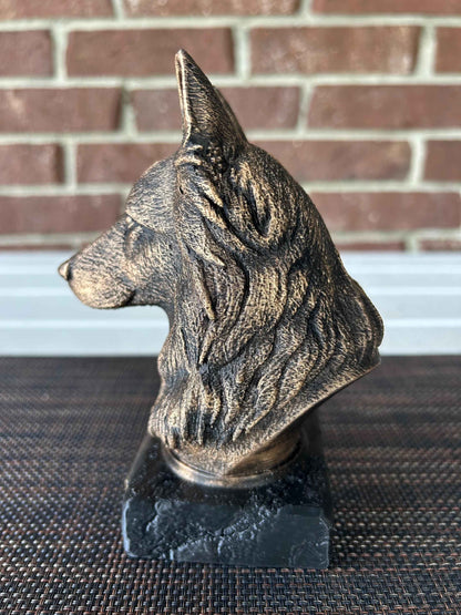 Long Hair German Shepard Bust  - Hand-Painted, Customizable, 3D Printed