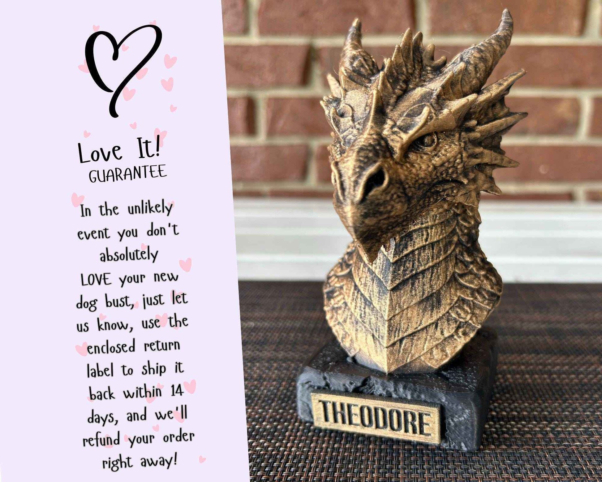 Ice Dragon Bust  - Hand-Painted, Customizable, 3D Printed