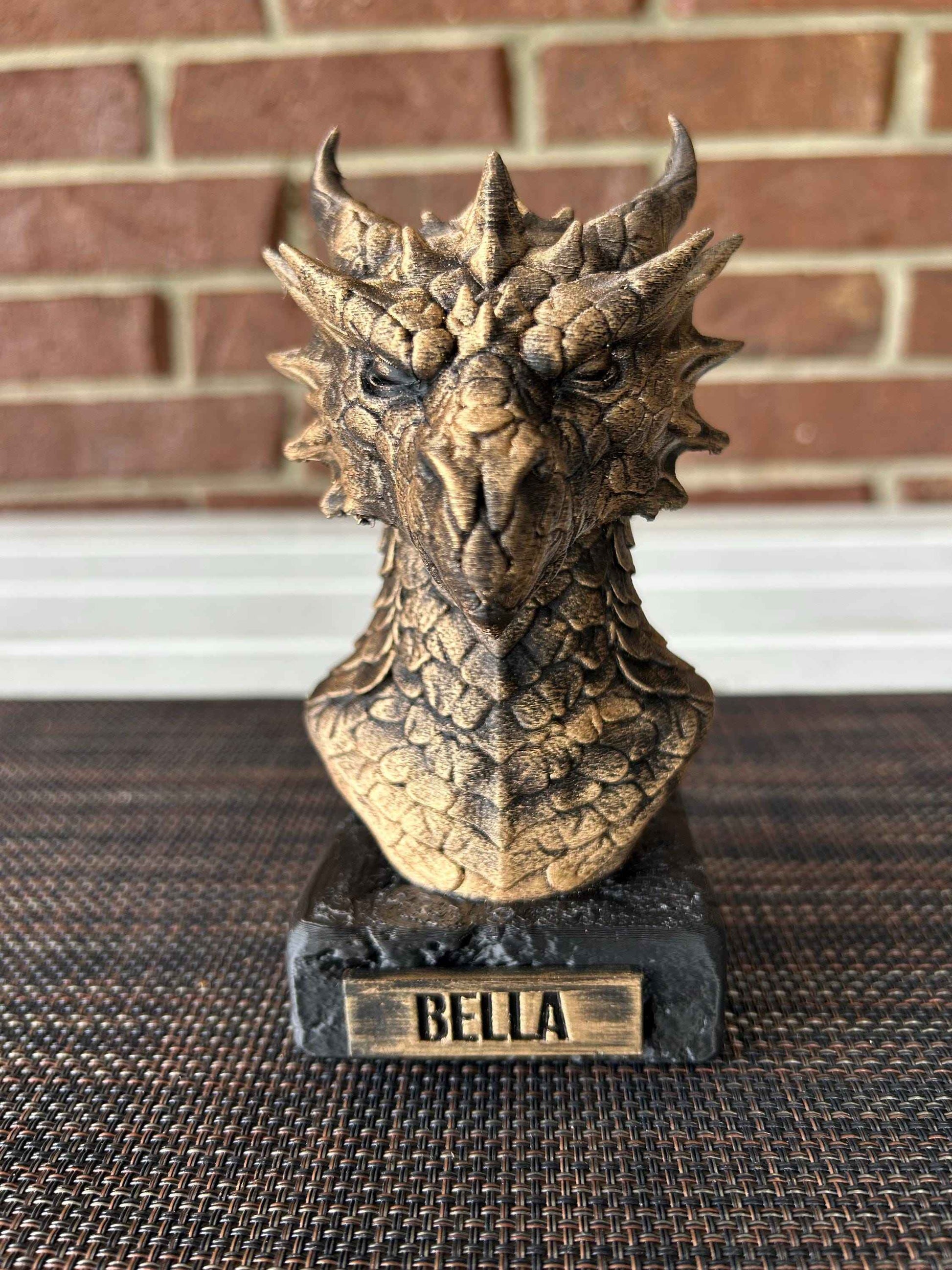 Fire Dragon Bust  - Hand-Painted, Customizable, 3D Printed