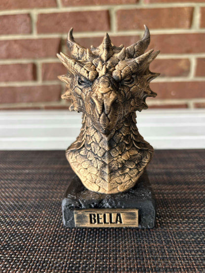 Fire Dragon Bust  - Hand-Painted, Customizable, 3D Printed
