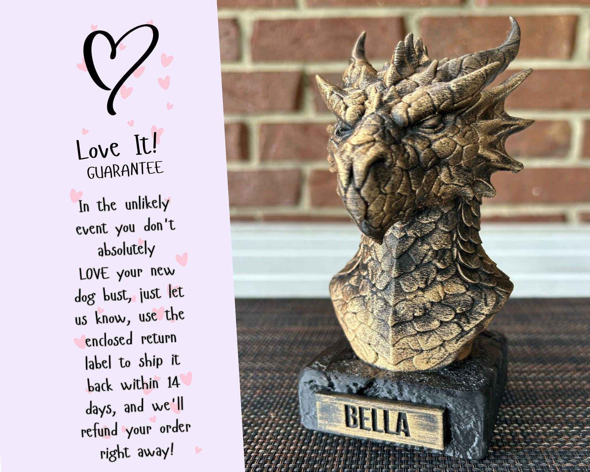 Fire Dragon Bust  - Hand-Painted, Customizable, 3D Printed