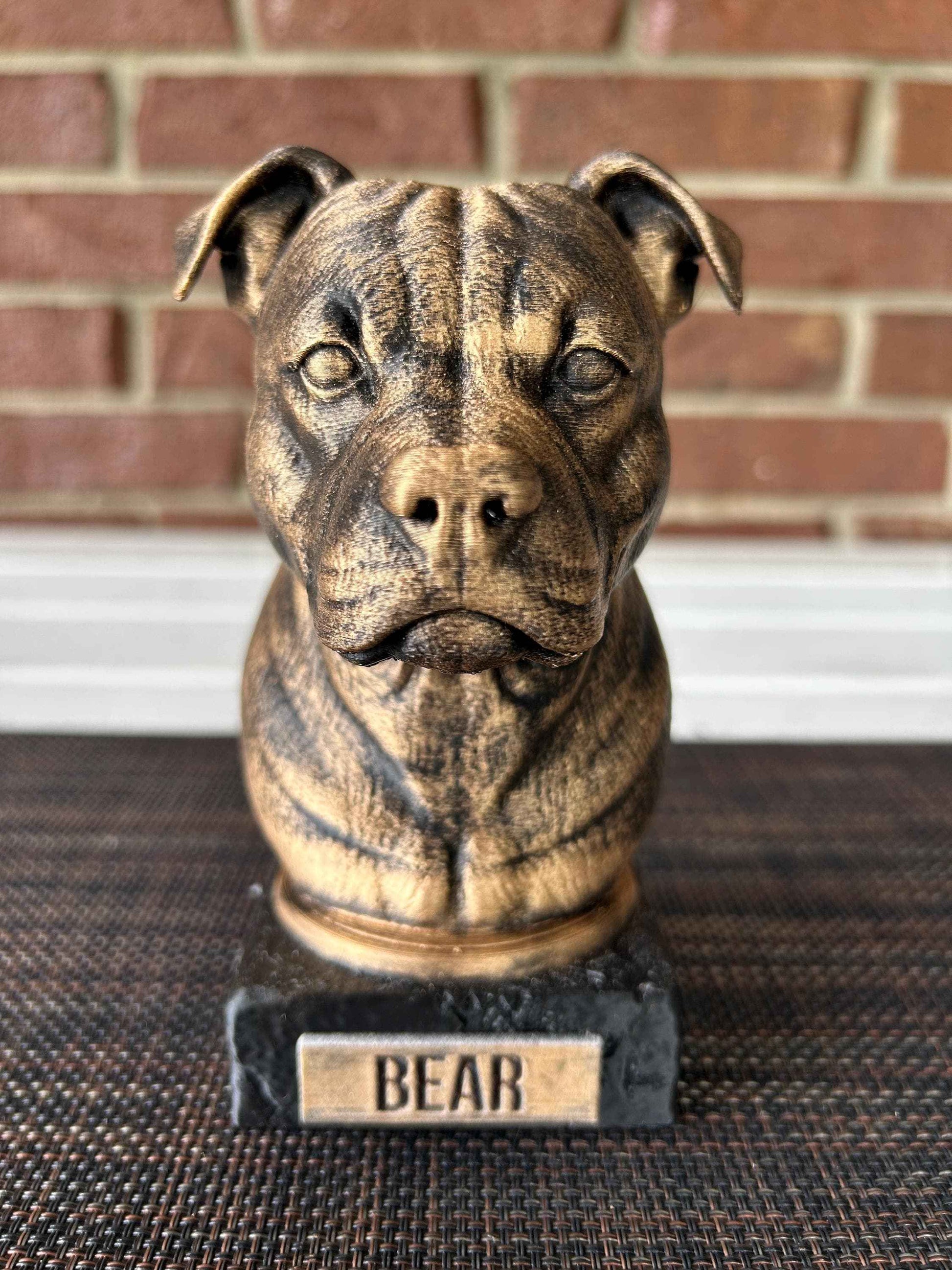 Staffordshire Bull Terrier Bust  - Hand-Painted, Customizable, 3D Printed