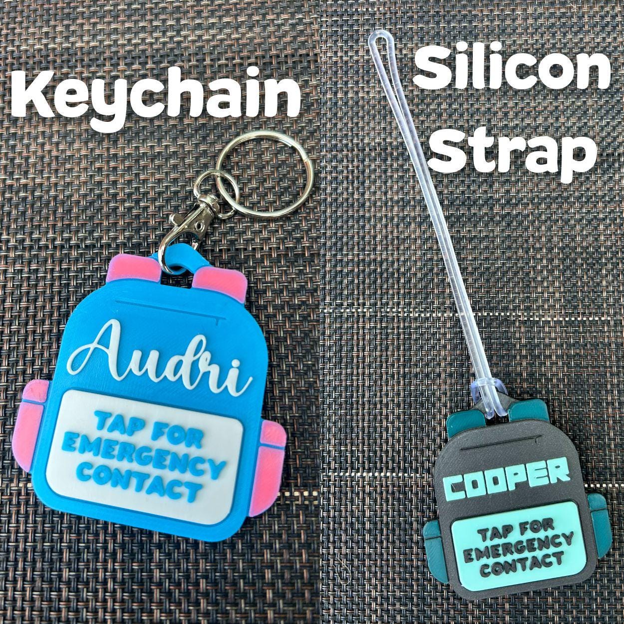 Emergency Contact Backpack Tag | Personalized | NFC Backpack Tag | Double Sided | Waterproof | NFC Keychain | Emergency Contact NFC Keychain