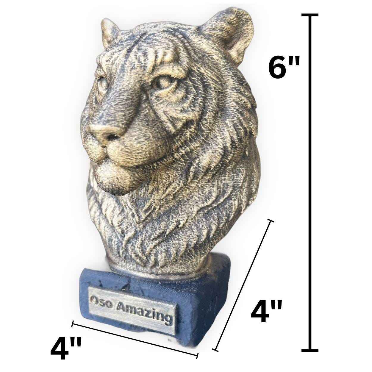 Tiger Bust  - Hand-Painted, Customizable, 3D Printed