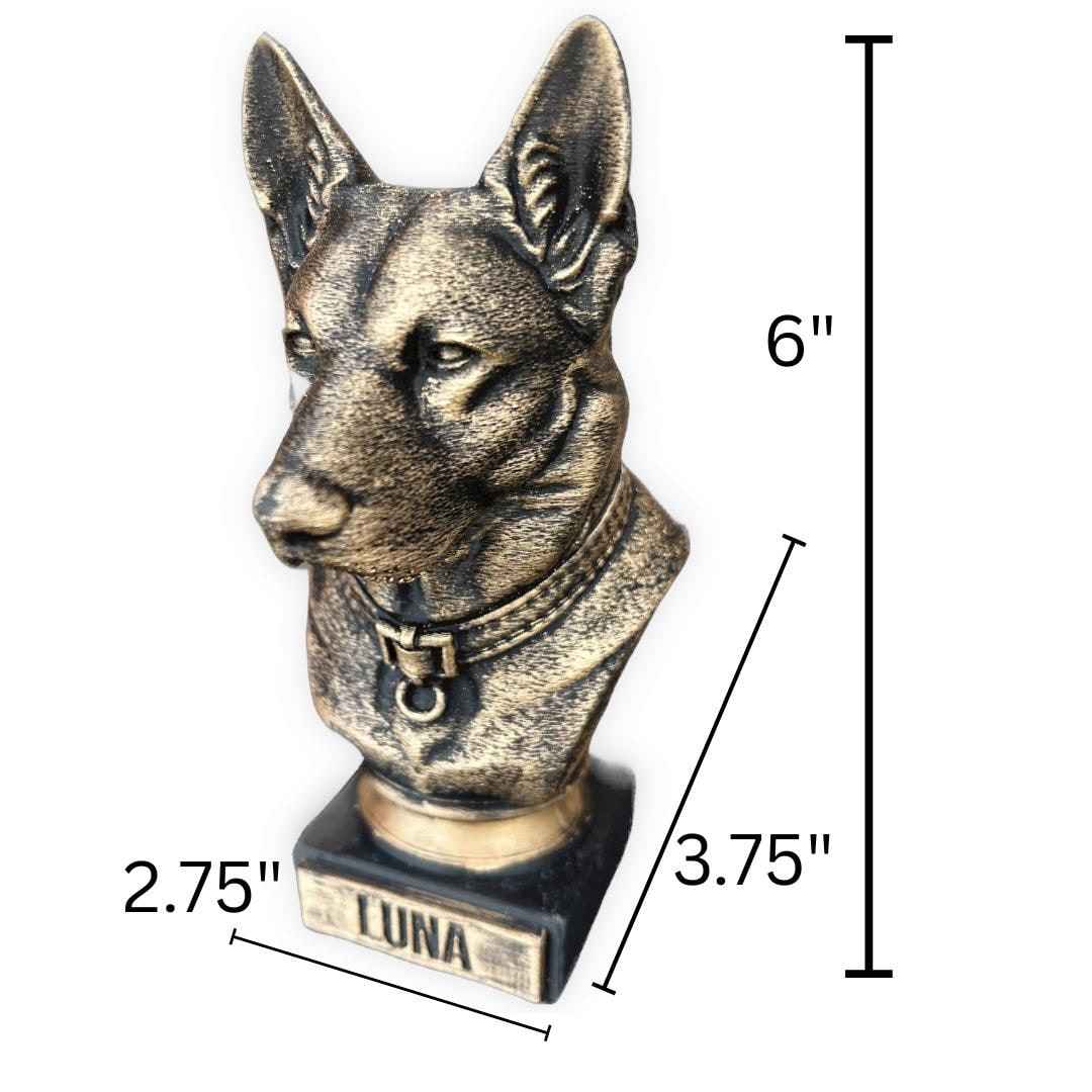 German Shepherd Bust  - Hand-Painted, Customizable, 3D Printed