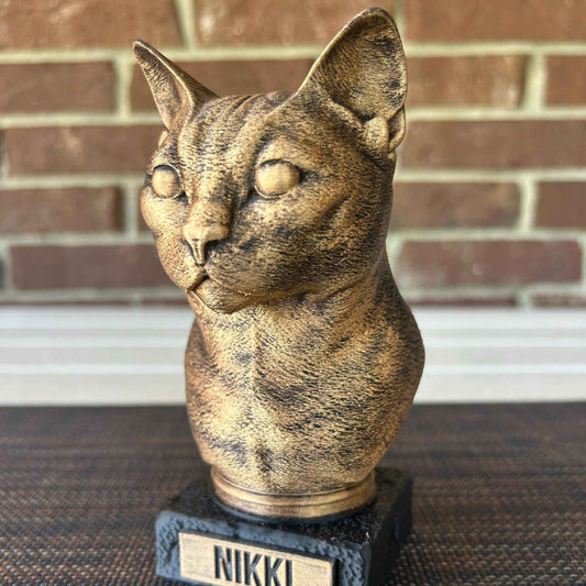 Russian Blue Bust  - Hand-Painted, Customizable, 3D Printed