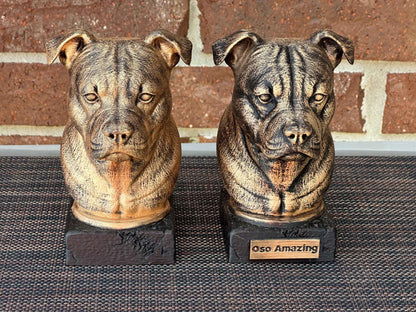 Staffordshire Bull Terrier Bust  - Hand-Painted, Customizable, 3D Printed