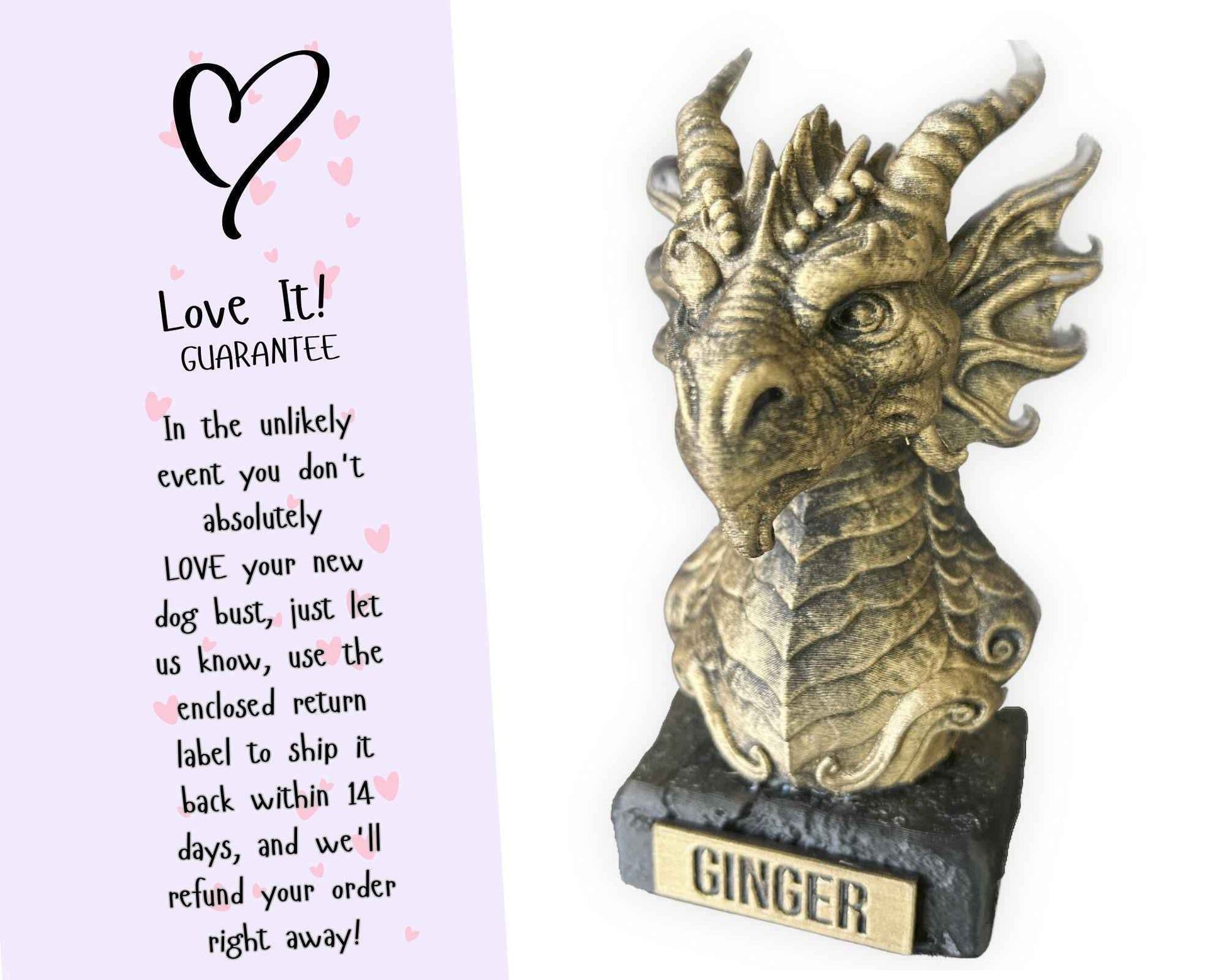 Water Dragon Bust  - Hand-Painted, Customizable, 3D Printed