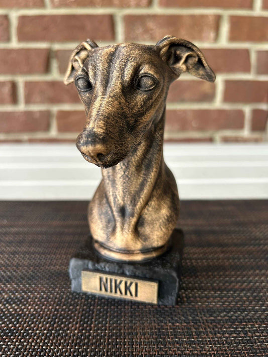 Whippet Bust - Hand-Painted, Customizable, 3D Printed