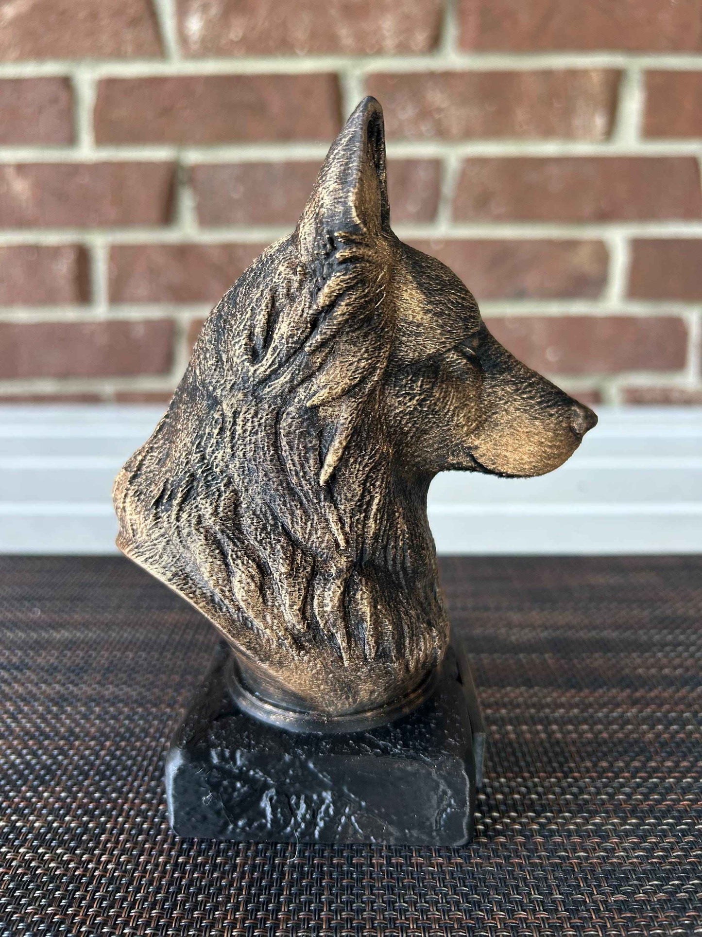 Long Hair German Shepard Bust  - Hand-Painted, Customizable, 3D Printed