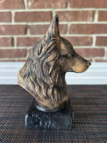 Long Hair German Shepard Bust  - Hand-Painted, Customizable, 3D Printed