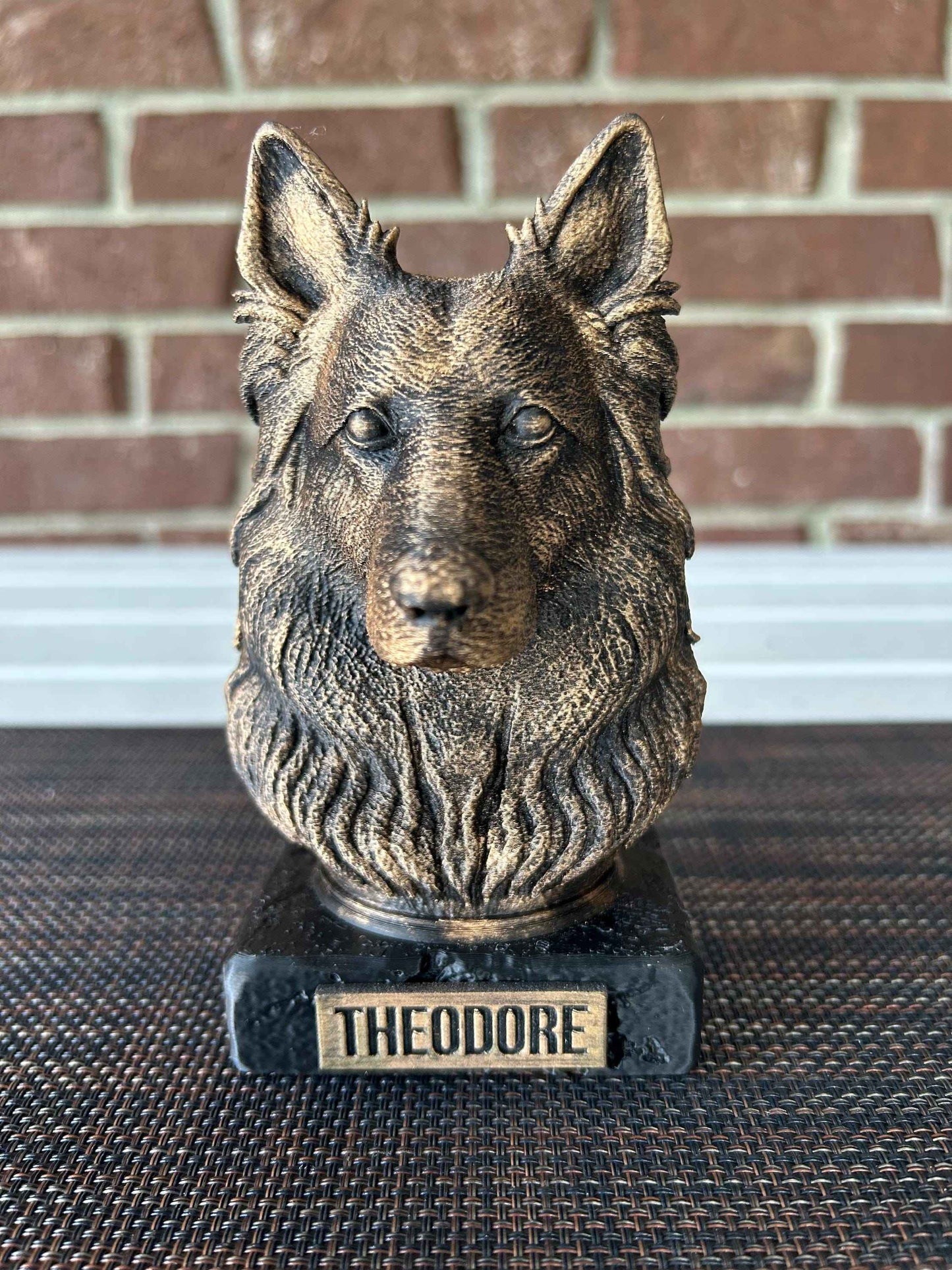Long Hair German Shepard Bust  - Hand-Painted, Customizable, 3D Printed