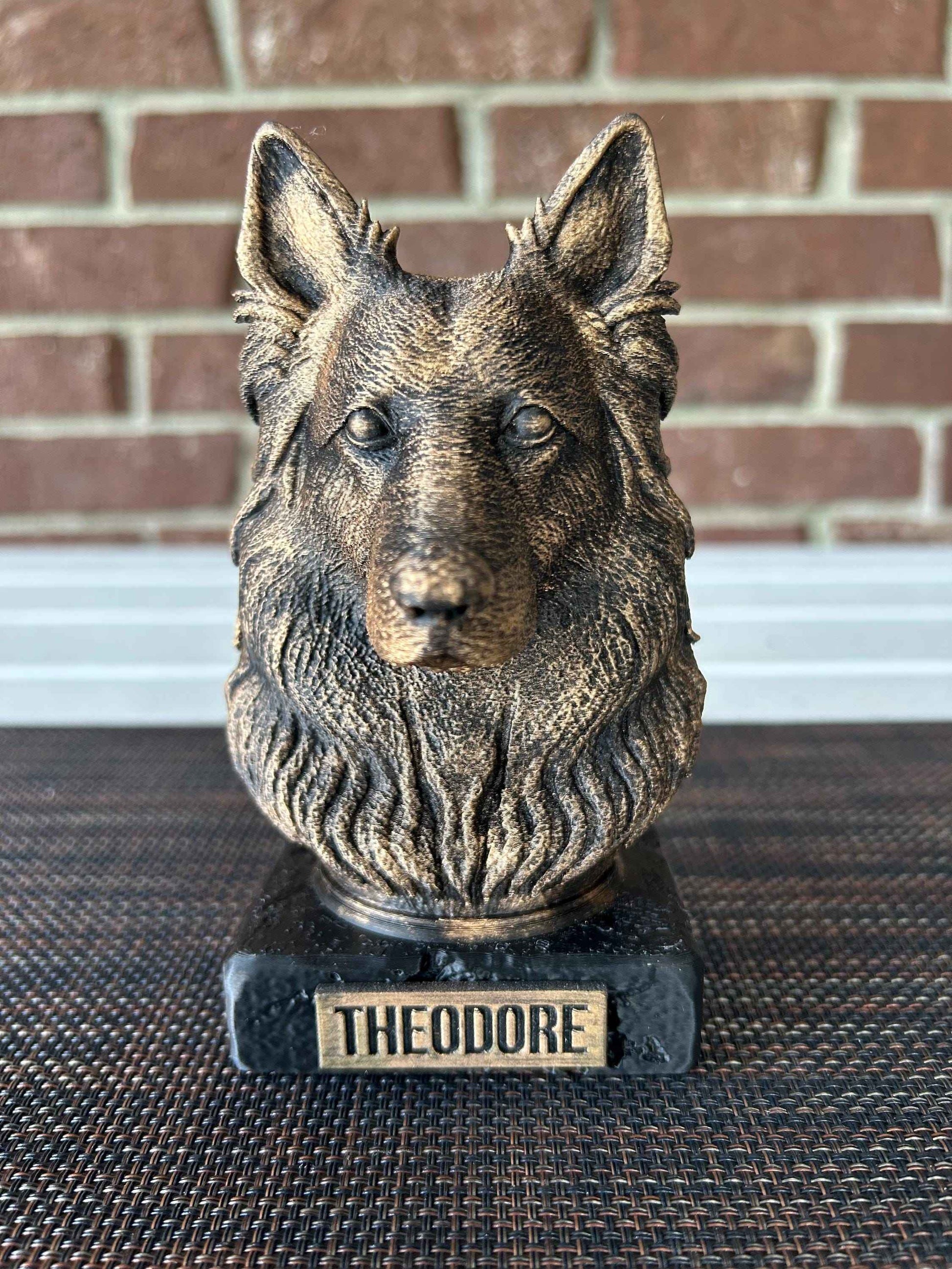Long Hair German Shepard Bust  - Hand-Painted, Customizable, 3D Printed