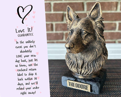Long Hair German Shepard Bust  - Hand-Painted, Customizable, 3D Printed