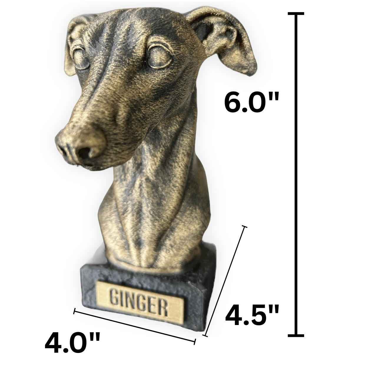 Greyhound Bust  - Hand-Painted, Customizable, 3D Printed