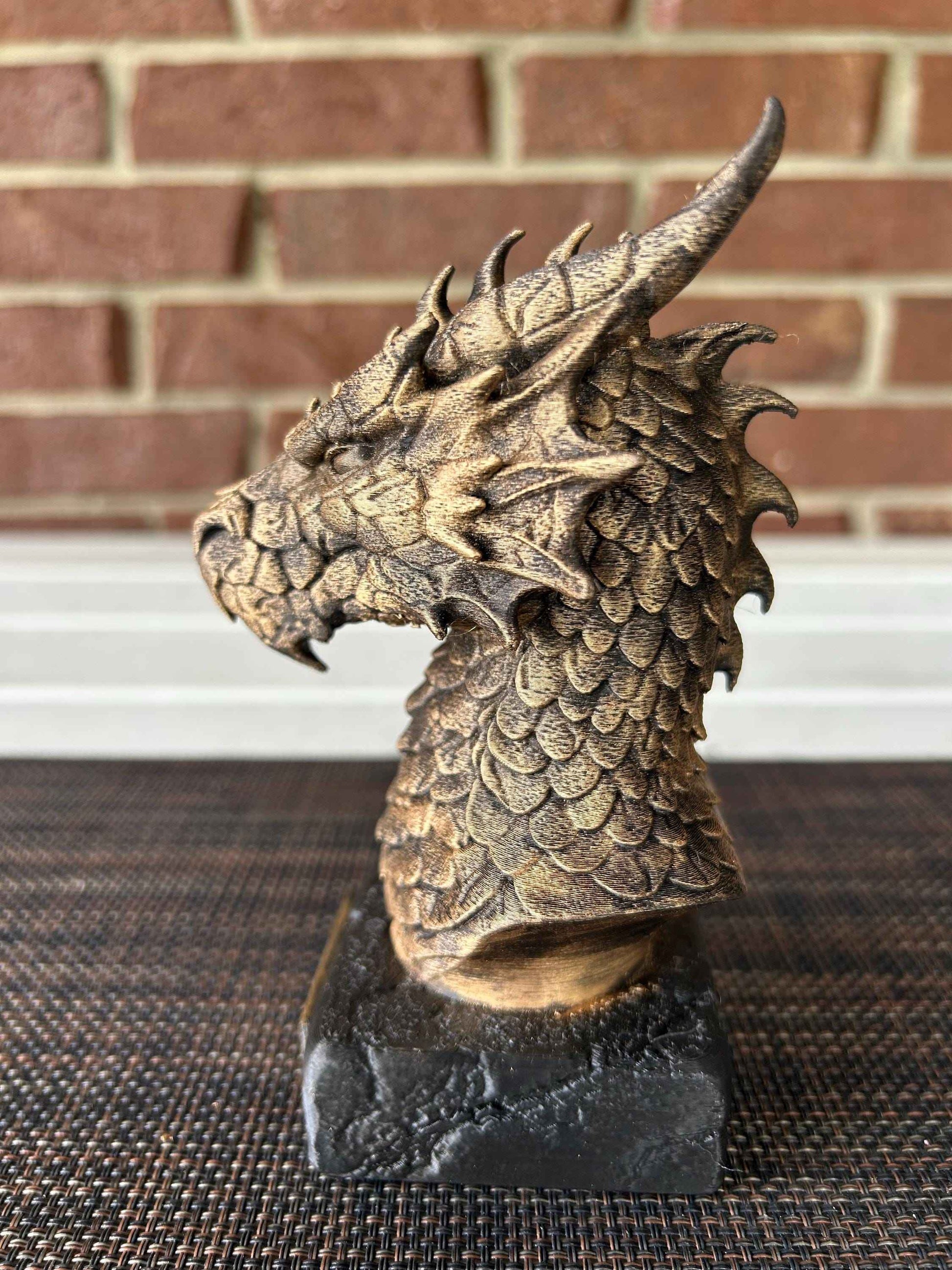 Fire Dragon Bust  - Hand-Painted, Customizable, 3D Printed