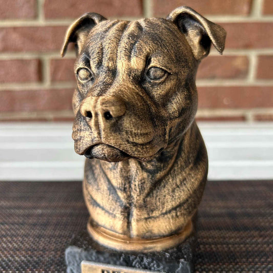 Staffordshire Bull Terrier Bust  - Hand-Painted, Customizable, 3D Printed