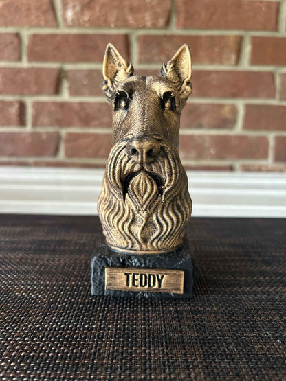 Schnauzer- Hand-Painted, Customizable, 3D Printed, Pet Memorial