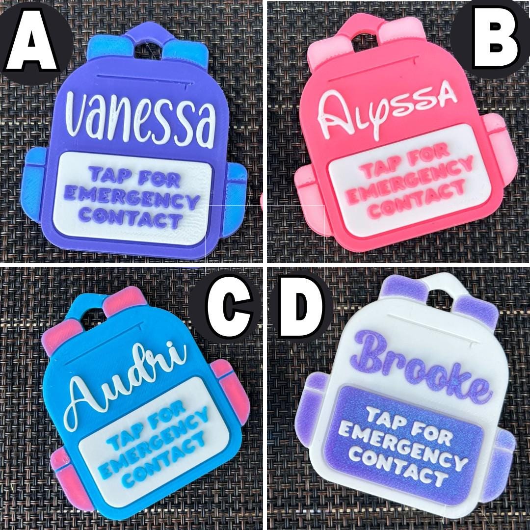 Emergency Contact Backpack Tag | Personalized | NFC Backpack Tag | Double Sided | Waterproof | NFC Keychain | Emergency Contact NFC Keychain
