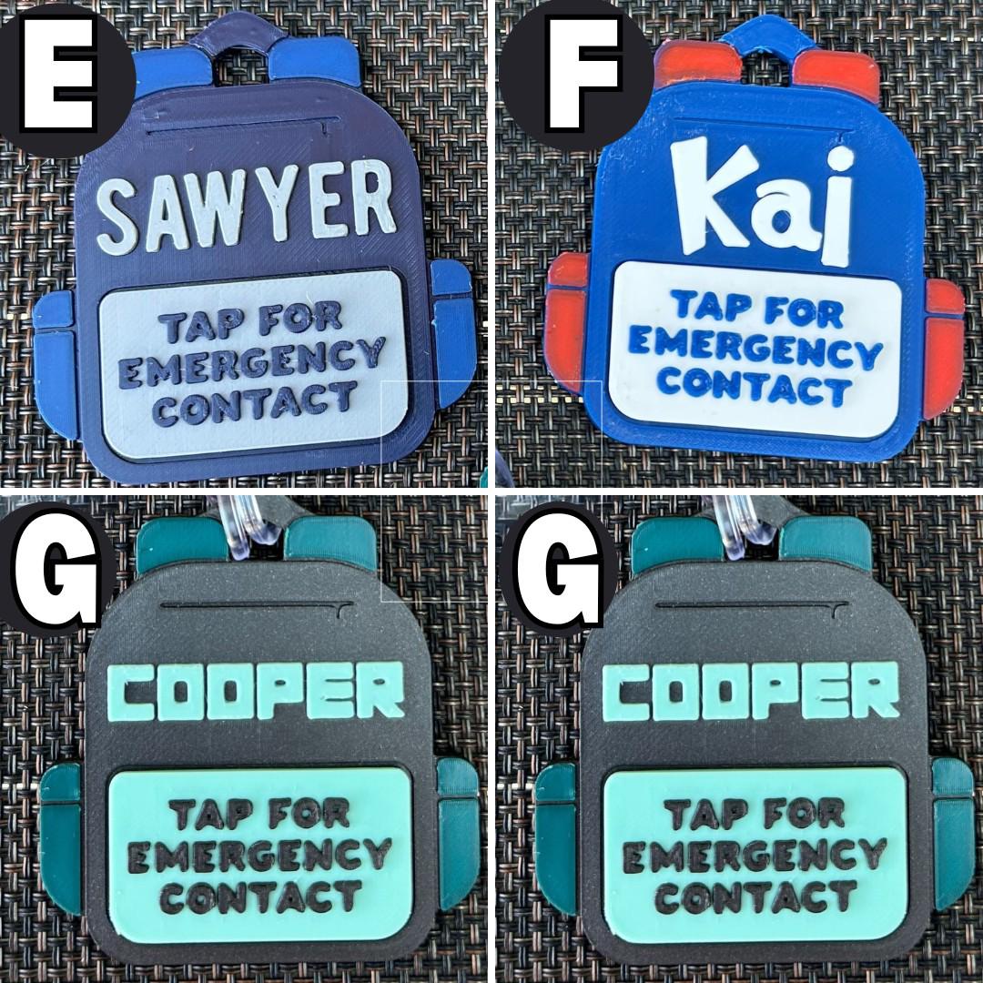 Emergency Contact Backpack Tag | Personalized | NFC Backpack Tag | Double Sided | Waterproof | NFC Keychain | Emergency Contact NFC Keychain