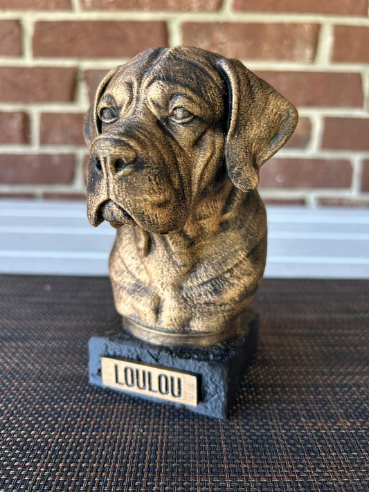 Cane Corso Natural Ears Bust - Hand-Painted, Customizable, 3D Printed