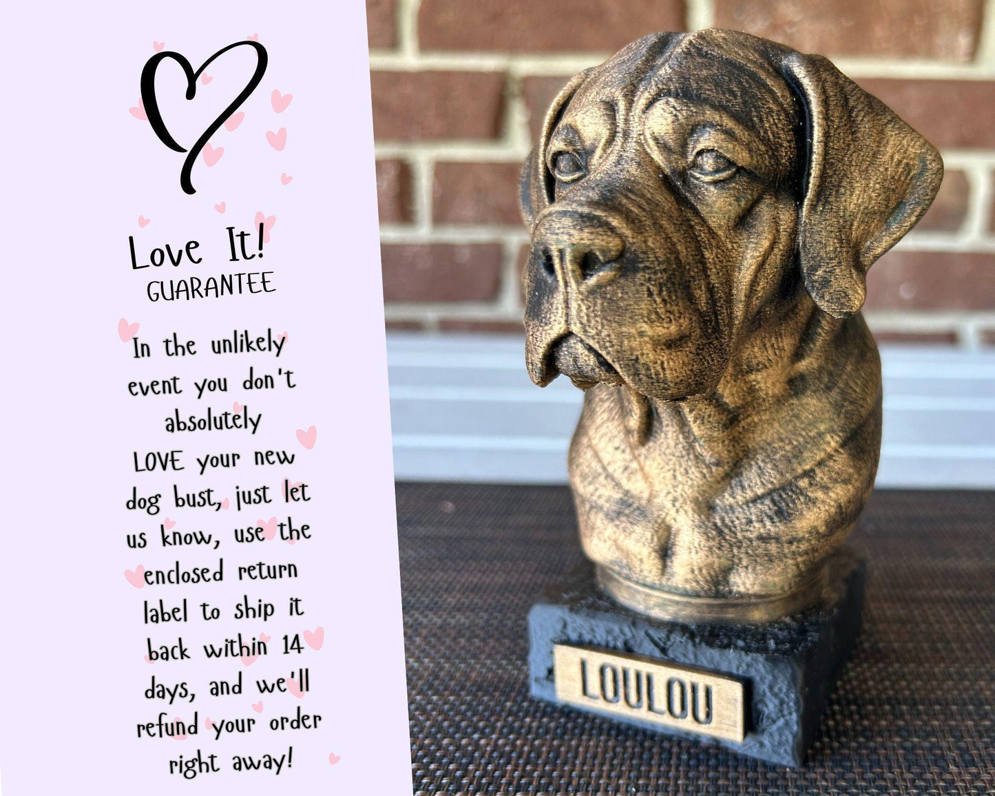 Cane Corso Natural Ears Bust - Hand-Painted, Customizable, 3D Printed