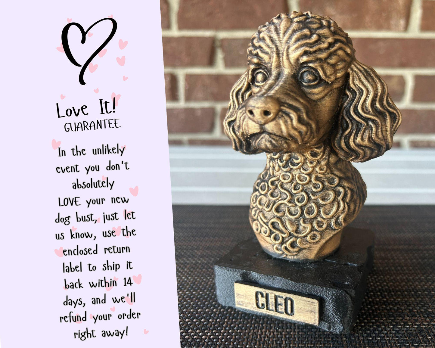 Miniature Poodle Bust - Hand-Painted, Customizable, 3D Printed