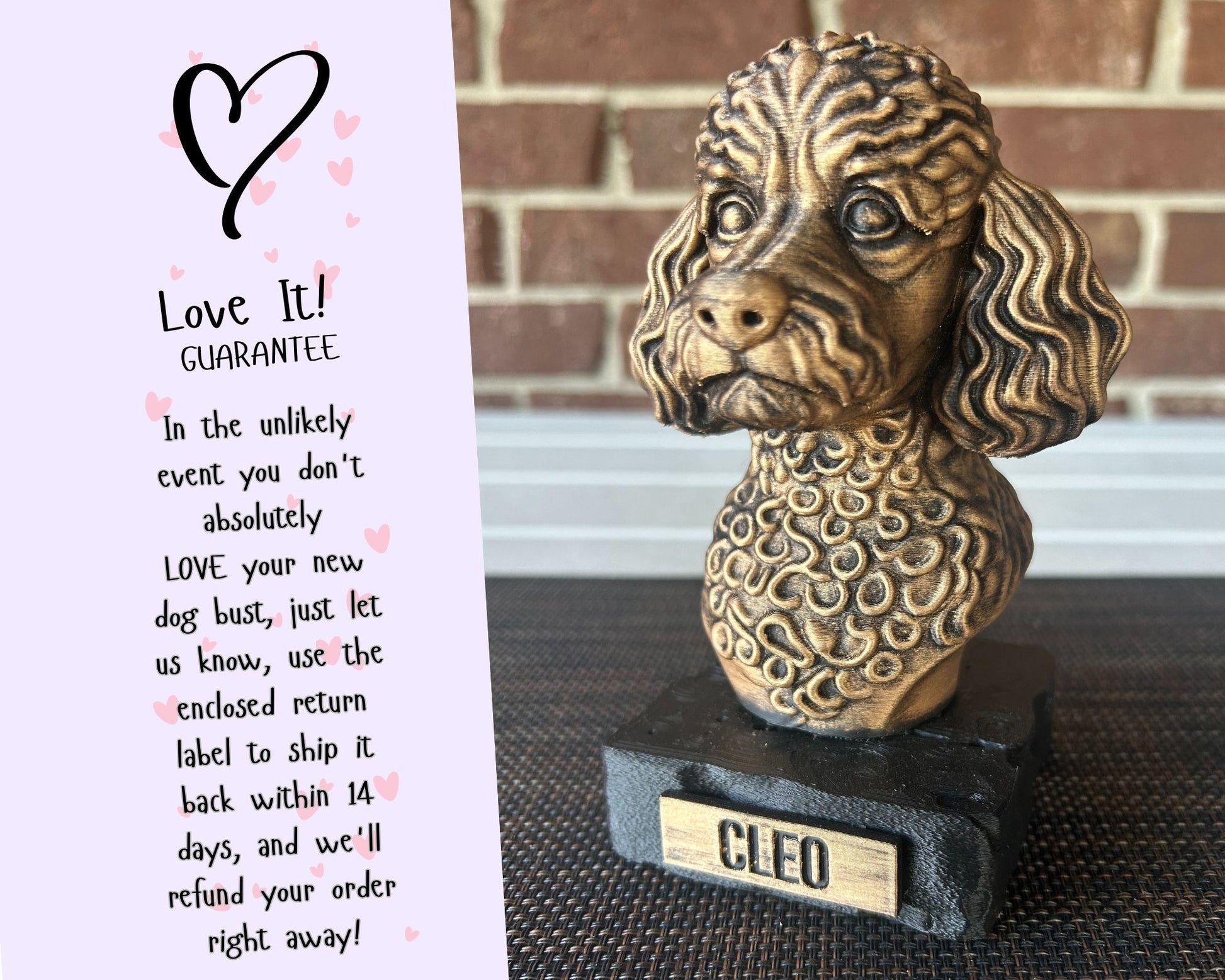 Miniature Poodle Bust - Hand-Painted, Customizable, 3D Printed