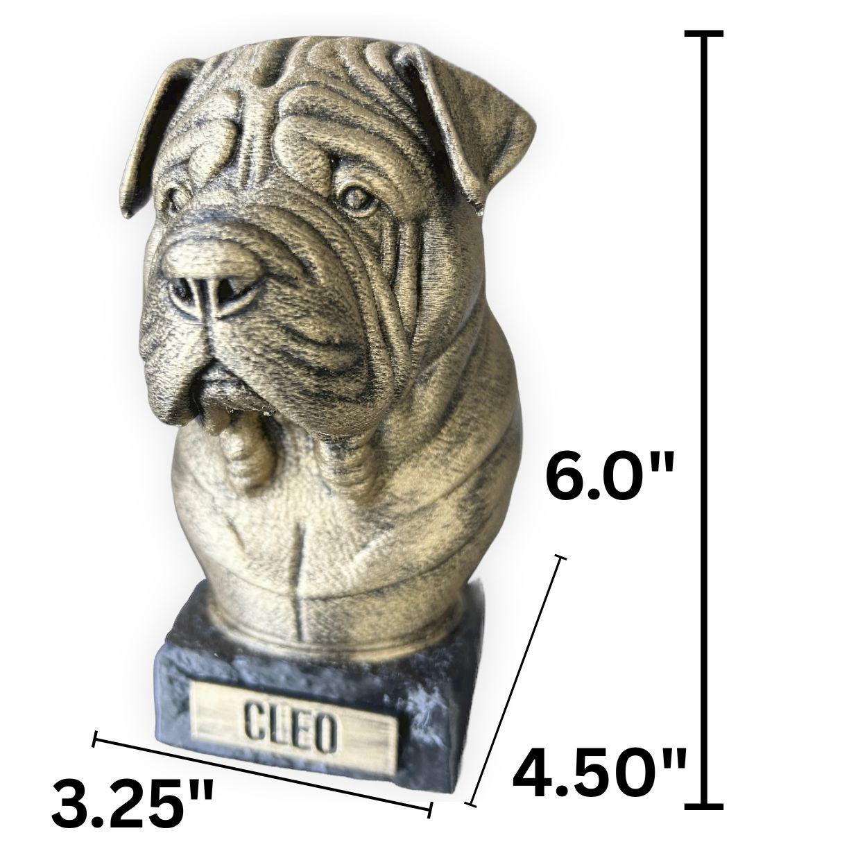Shar Pei Bust - Hand-Painted, Customizable, 3D Printed