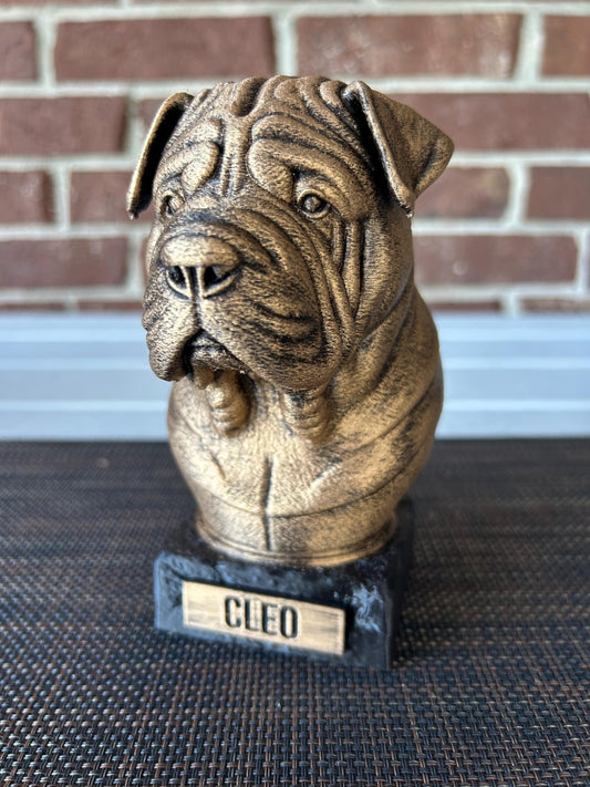 Shar Pei Bust - Hand-Painted, Customizable, 3D Printed