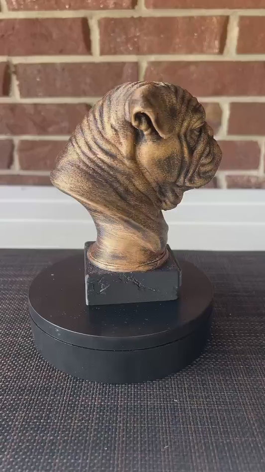 English Bulldog Bust  - Hand-Painted, Customizable, 3D Printed