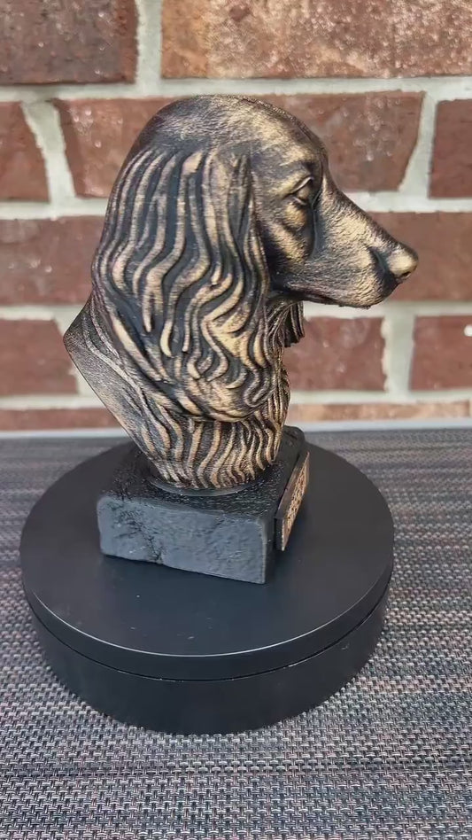 Long haired Dachshund Bust  - Hand-Painted, Customizable, 3D Printed