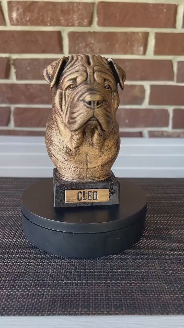Shar Pei Bust  - Hand-Painted, Customizable, 3D Printed