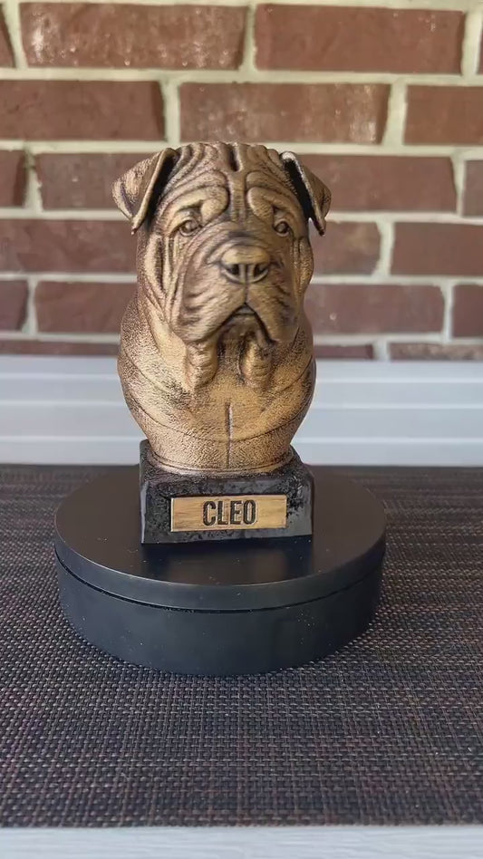 Shar Pei Bust  - Hand-Painted, Customizable, 3D Printed
