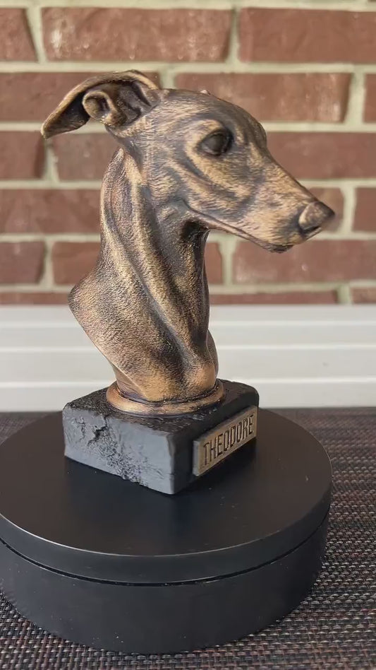 Whippet Bust - Hand-Painted, Customizable, 3D Printed
