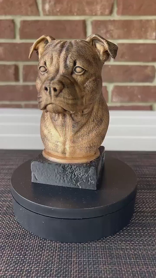 Staffordshire Bull Terrier Bust  - Hand-Painted, Customizable, 3D Printed