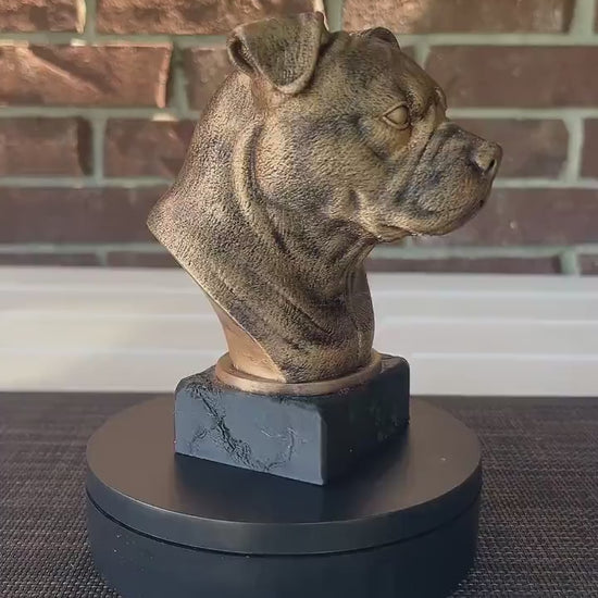 American Bully Natural Ears Bust  - Hand-Painted, Customizable, 3D Printed