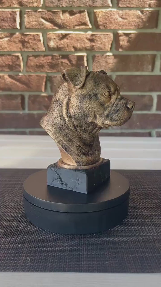 American Bully Natural Ears Bust  - Hand-Painted, Customizable, 3D Printed
