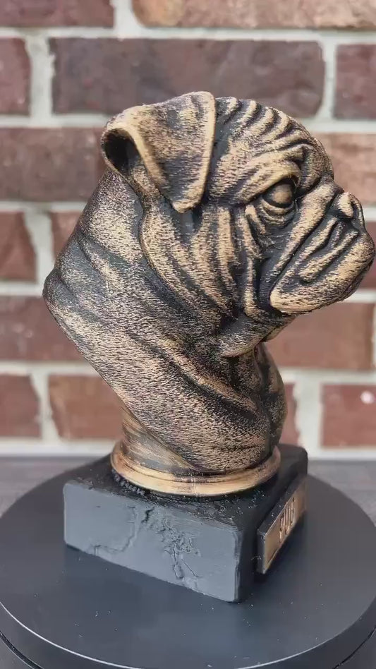 Pug Bust  - Hand-Painted, Customizable, 3D Printed