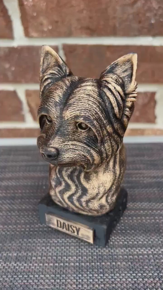 Yorkie Bust  - Hand-Painted, Customizable, 3D Printed