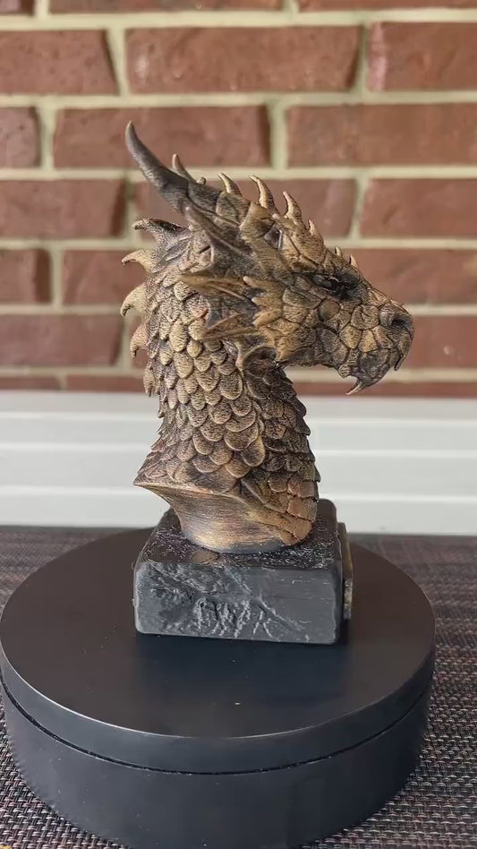 Fire Dragon Bust  - Hand-Painted, Customizable, 3D Printed