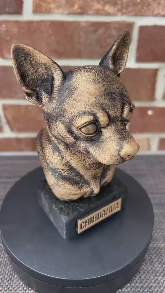 Chihuahua Bust  - Hand-Painted, Customizable, 3D Printed