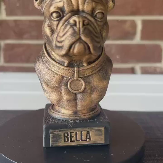 French Bulldog Bust  - Hand-Painted, Customizable, 3D Printed - Frenchie Bust