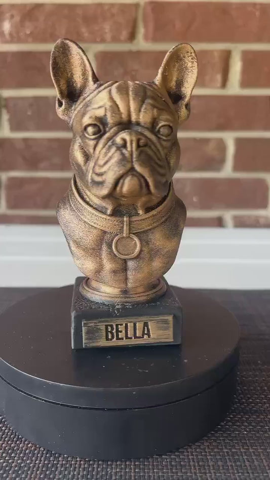 French Bulldog Bust  - Hand-Painted, Customizable, 3D Printed - Frenchie Bust