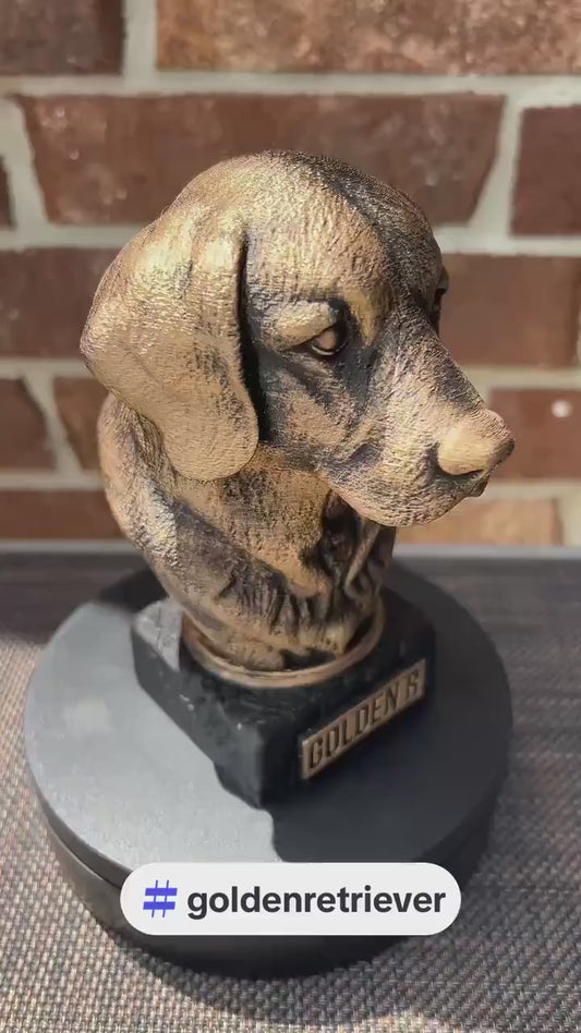 Golden Retriever Bust  - Hand-Painted, Customizable, 3D Printed