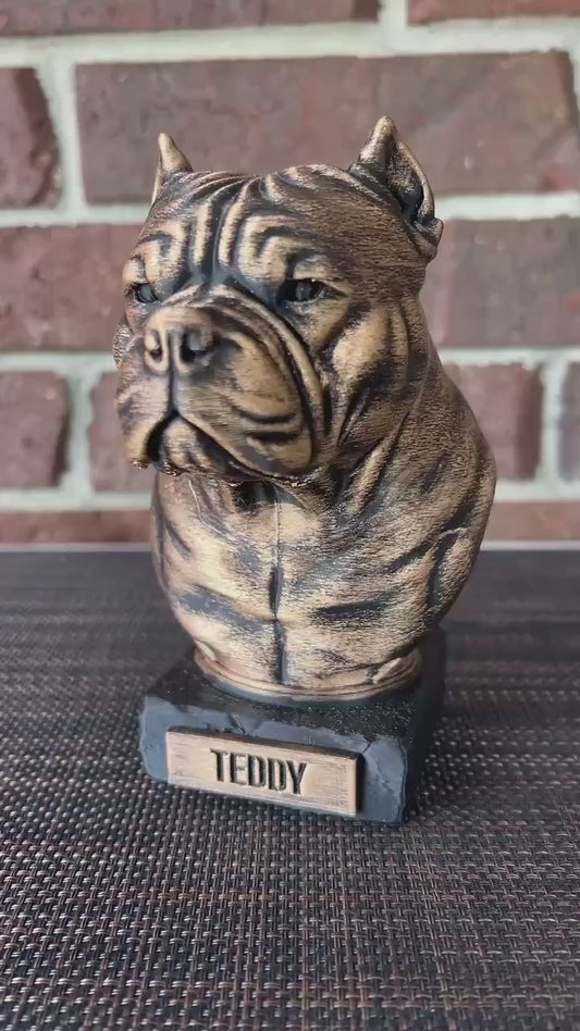 American Bully Bust  - Hand-Painted, Customizable, 3D Printed