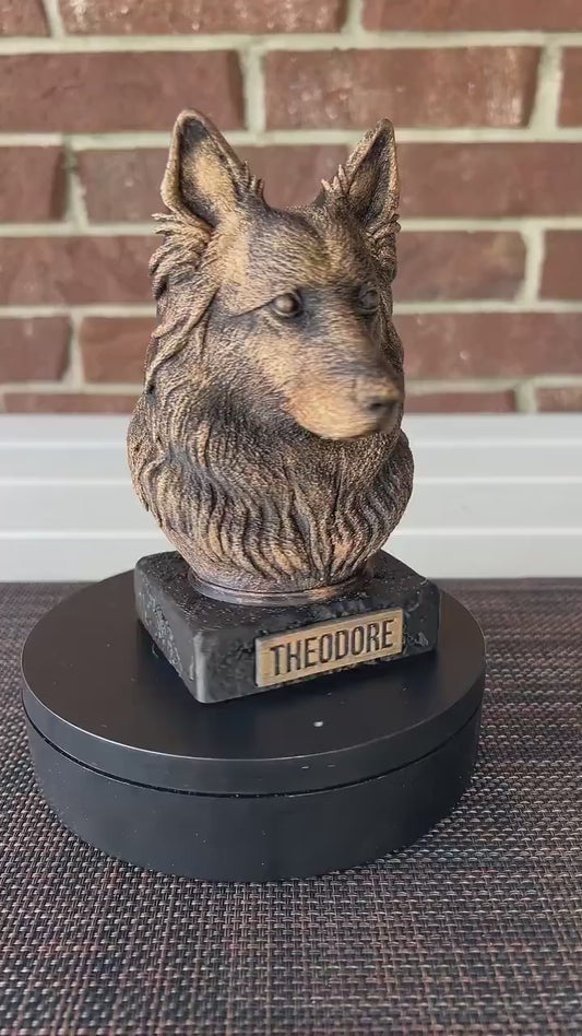 Long Hair German Shepard Bust  - Hand-Painted, Customizable, 3D Printed