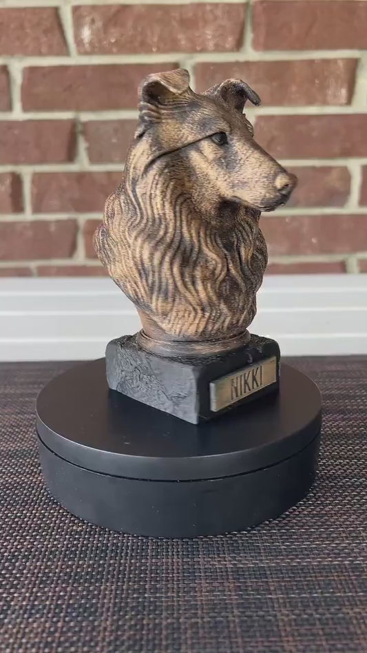 Shetland Sheepdog Bust  - Hand-Painted, Customizable, 3D Printed