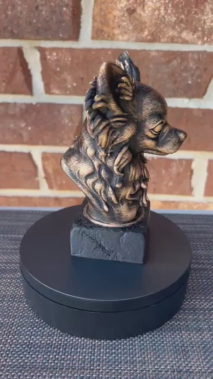 Longhaired Chihuahua Bust  - Hand-Painted, Customizable, 3D Printed